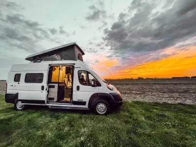  this camper van's cozy bed