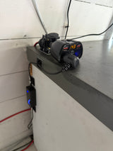 RV rental mobile power hub: Multi-port USB charger, 12V socket, and 14.3V display, for convenient on-the-go charging.