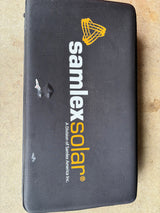 Black SamlexSolar portable solar panel case, ideal for charging needs with an RV rental.