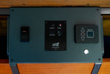 RV rental comfort panel: Toggle switch, Furnace, Hot Water, Fan switches, plus a Rixens thermostat with a red system light.