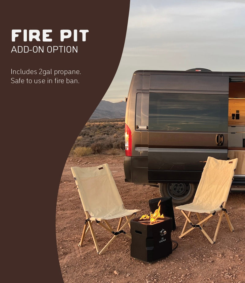 RV rental add-on: Enjoy a cozy campfire with this portable propane fire pit & chairs outside your camper van, even in fire bans. — photo 9
