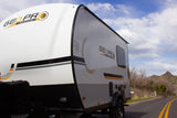 GEO PRO travel trailer RV rental, ready for a road trip. Explore mountains & sky with this compact camper.