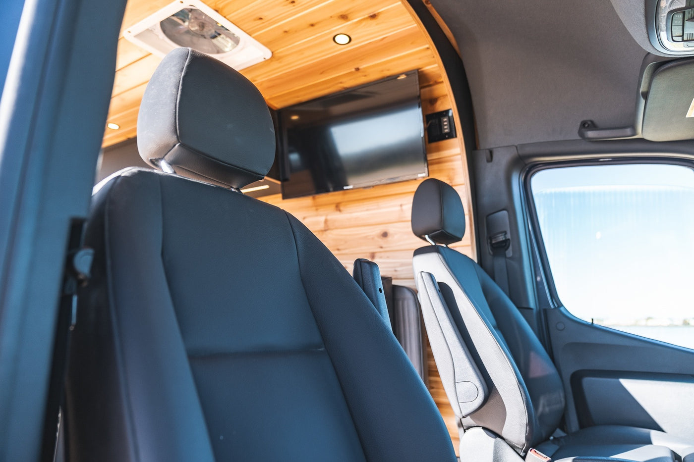  offering stunning views of snowy mountains and desert flora.|A vibrant custom Sprinter camper van — photo 19