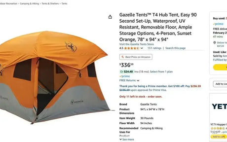 Gazelle T4 Hub Tent - 90 Second Set-Up, Waterproof — new tents & canopies for sale (photo 4)