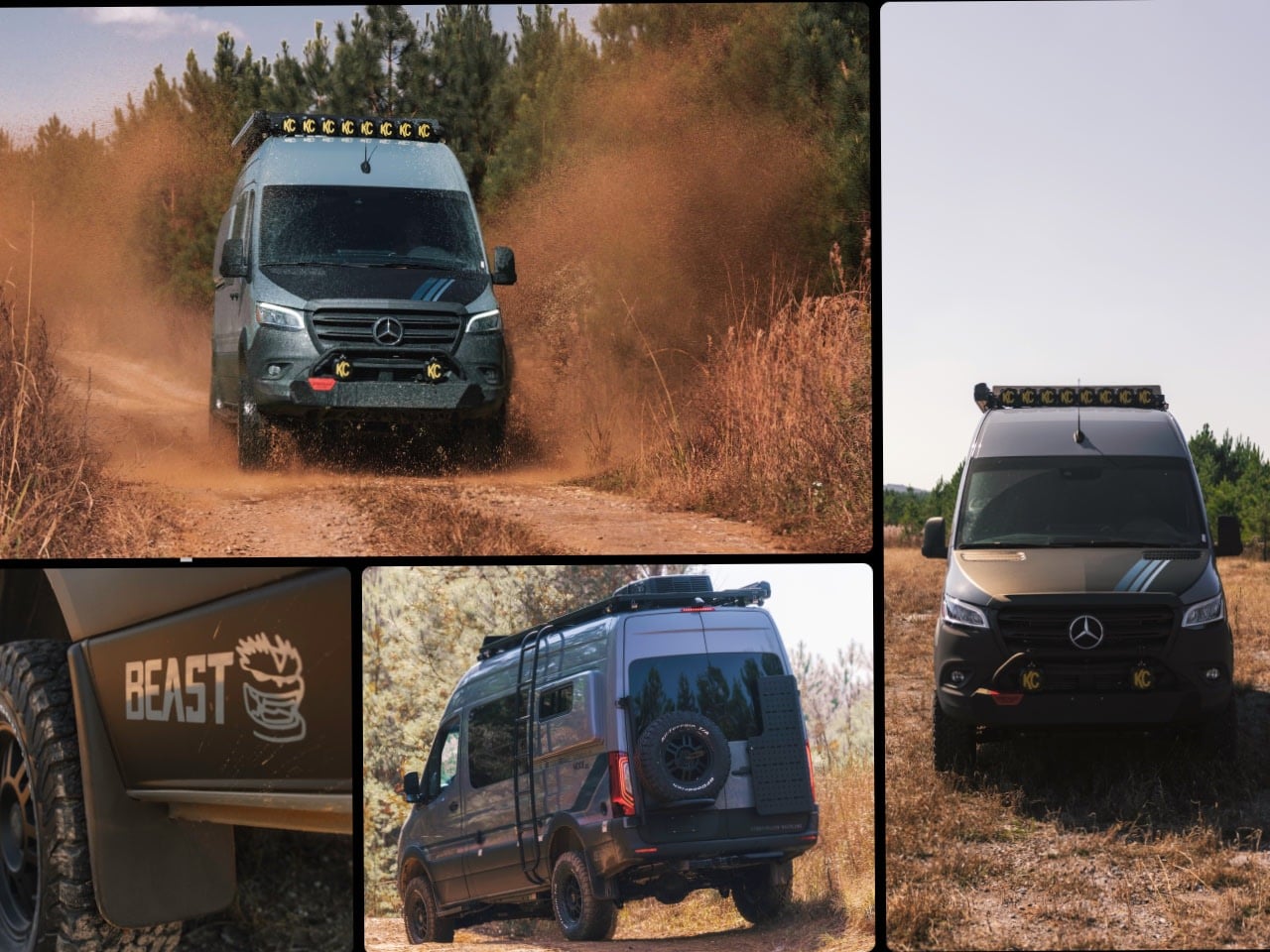 Experience adventure with this off-road Mercedes Sprinter RV rental. Kicking up dust on a trail