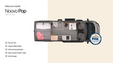 Noovo Pop camper van rv rental: Top-down view of its smart interior, sleeping 4, with bath & kitchen for full-time living.