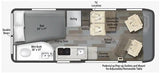  perfect for travel.|RV rental floor plan showing a bed