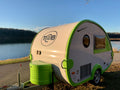 The Pea Pod: a 2008 T@b teardrop camper—queen bed & inside kitchen