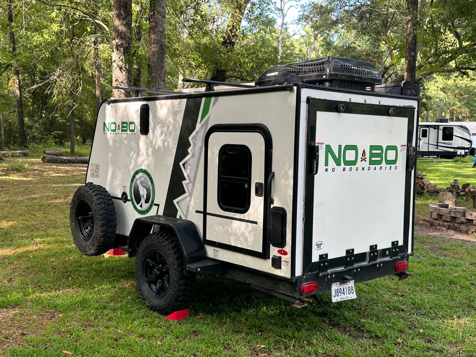 This NOBO travel trailer RV rental is set up for adventure camping, blending off-road capability with compact comfort.
