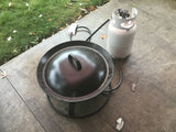 Outdoor propane fire pit setup, perfect for cozy rv rental camping nights or patio warmth.