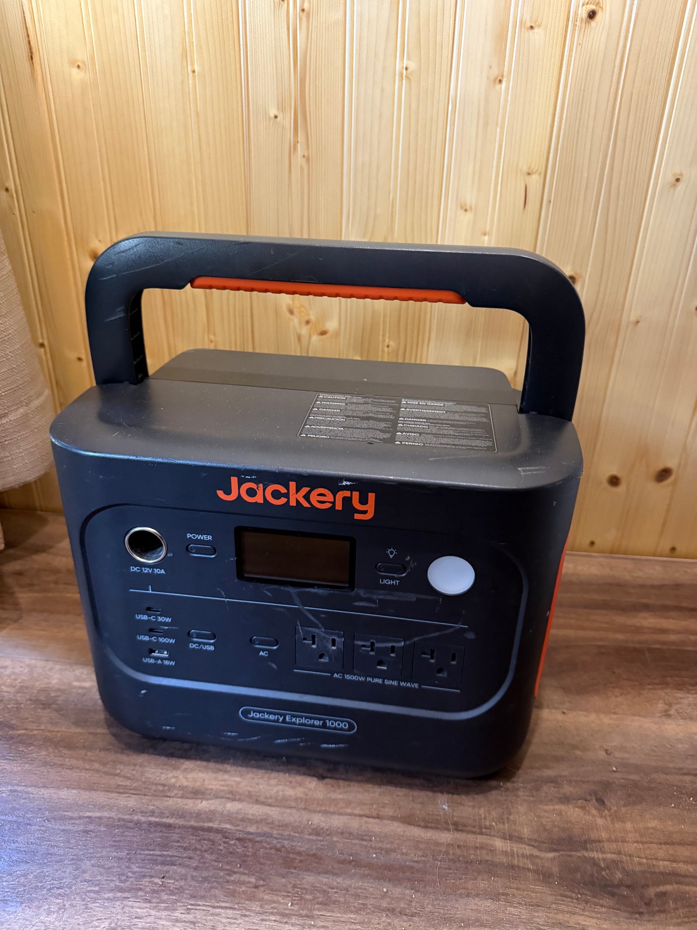 Jackery Explorer 1000 portable power station for rv rental trips. Provides AC, USB, DC power for off-grid use.