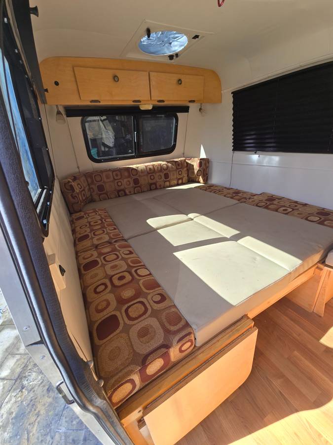  ready for your next RV rental adventure.|White travel trailer with green stripes — photo 7