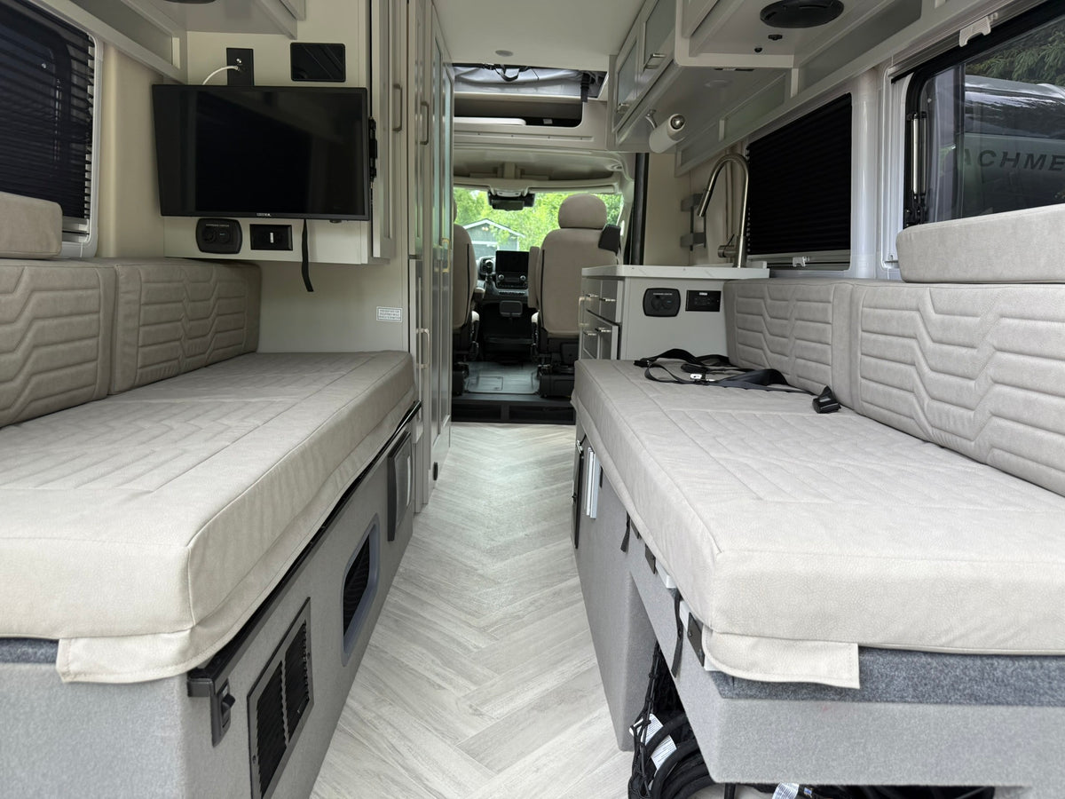  ready for your next RV rental journey. Side door open.|Spacious rv rental camper van with rear doors open — photo 3