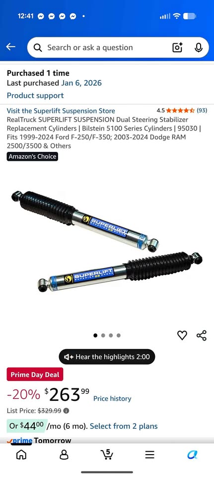 Bilstein steering stabilizer shocks 5100 in Reno, NV (photo 1)