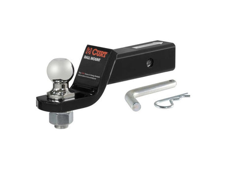 CURT trailer hitch ball mount, ball, pin, & clip for RV rental towing. Essential for safe RV travel.