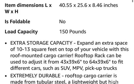 Heavy Duty Roof Rack Rooftop Cargo Carrier Basket — used racks for sale (photo 3)