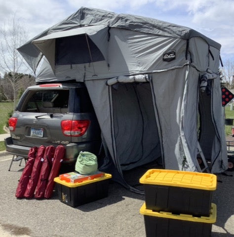 This isn't an RV rental! It's an SUV with a full rooftop tent & annex, ready for overlanding & car camping adventures.