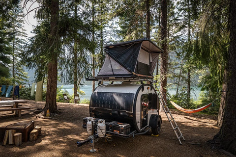 Bean Teardrop Trailer [Sleeps 4-6] +Rooftop Tent +Bike Rack +SUP Rentals overland rental