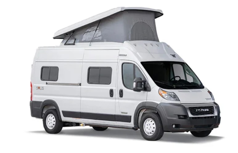  ready for adventure.|White Winnebago Solis pop-top camper van for rv rental — photo 2