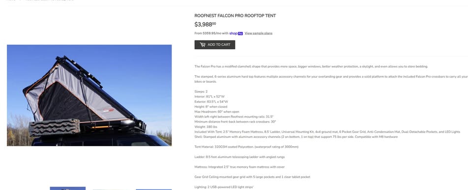 Roofnest Falcon 2 Pro Hardshell Rooftop Tent + Crossbars in Spokane, WA (photo 3) — photo 3