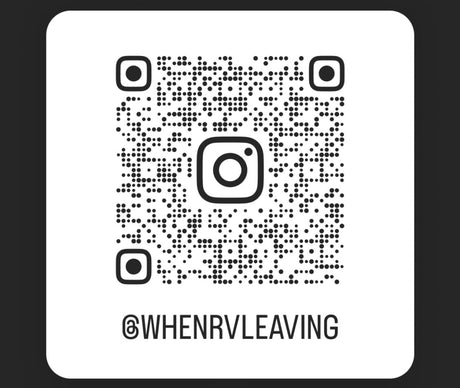 Scan this QR code to follow @WHENRVLEAVING on Instagram for RV travel and rv rental insights.
