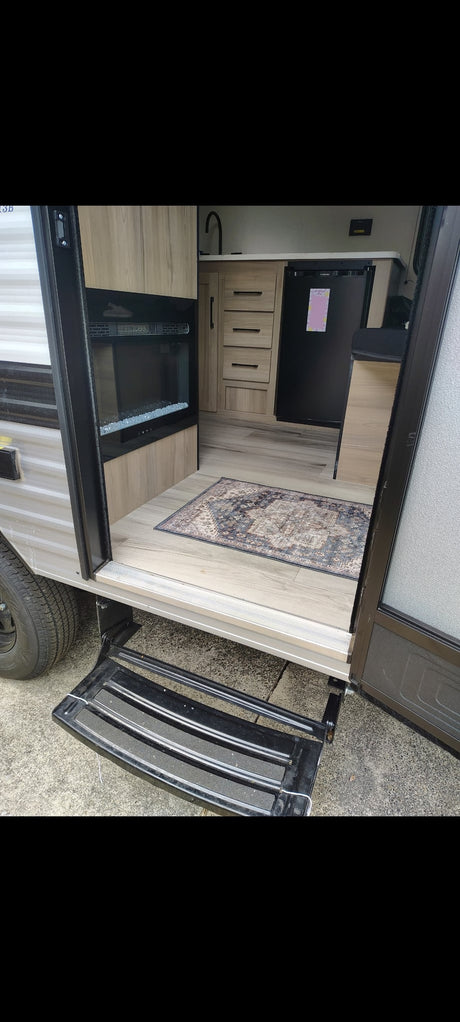  a silver travel trailer