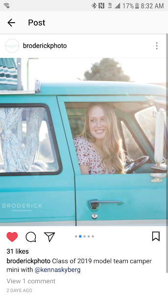 Happy young woman smiles in a teal vintage camper van. Perfect RV rental for memorable photography sessions. #camperlife