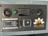 RV rental control panel: Xantrex inverter, Propex heater, voltmeter, and outlets for off-grid power.