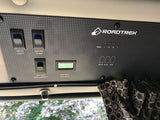 RV rental control panel: Switches for patio light, water pump, battery, and tank level monitoring.