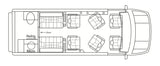  and ambient strip lighting create a modern feel.|Luxury RV rental interior: spacious