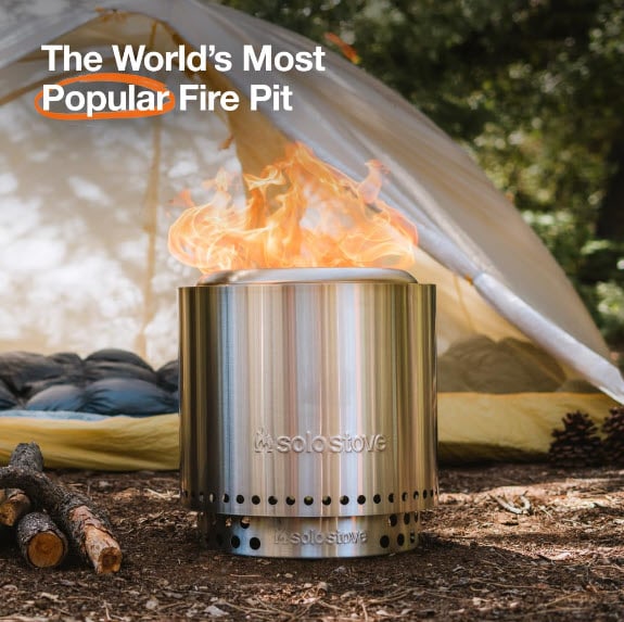 Enjoy an RV rental adventure with the Solo Stove fire pit, perfect for cozy camping nights by your tent.