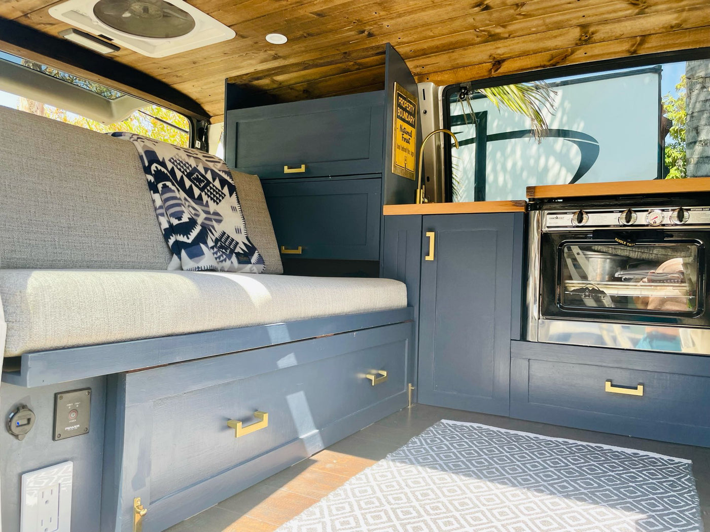  is parked before snowy mountains. Great for outdoor travel!|Light gray modified van — photo 3