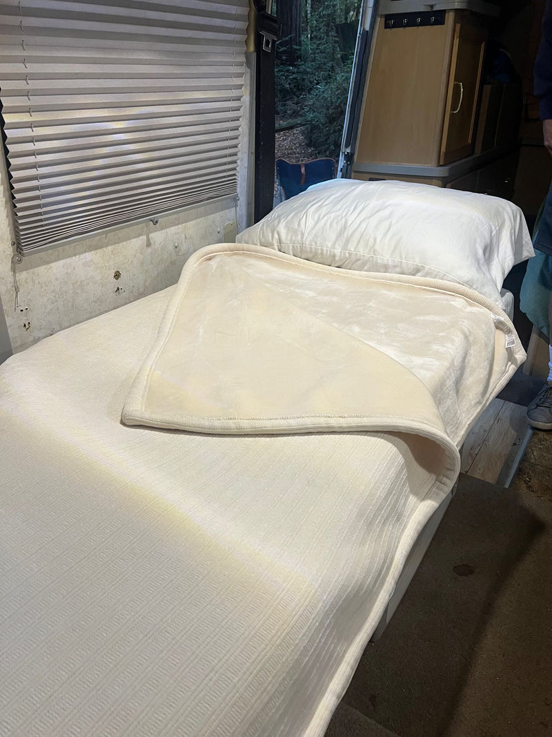  and patterned living space seating.|This RV rental offers a well-equipped compact kitchen — photo 14