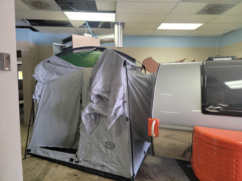  and storage.|Compact teardrop camper outdoor kitchen — photo 6