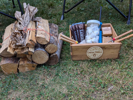 S'mores station & firewood for camping. Great for your rv rental getaway, creating tasty campfire memories!