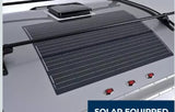 This RV rental features a large flexible solar panel on its roof, offering sustainable power for your adventures.