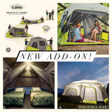 Add on this spacious 10-person CORE instant cabin tent: an ideal addition to your RV rental for comfortable, quick-setup group camping adventures.