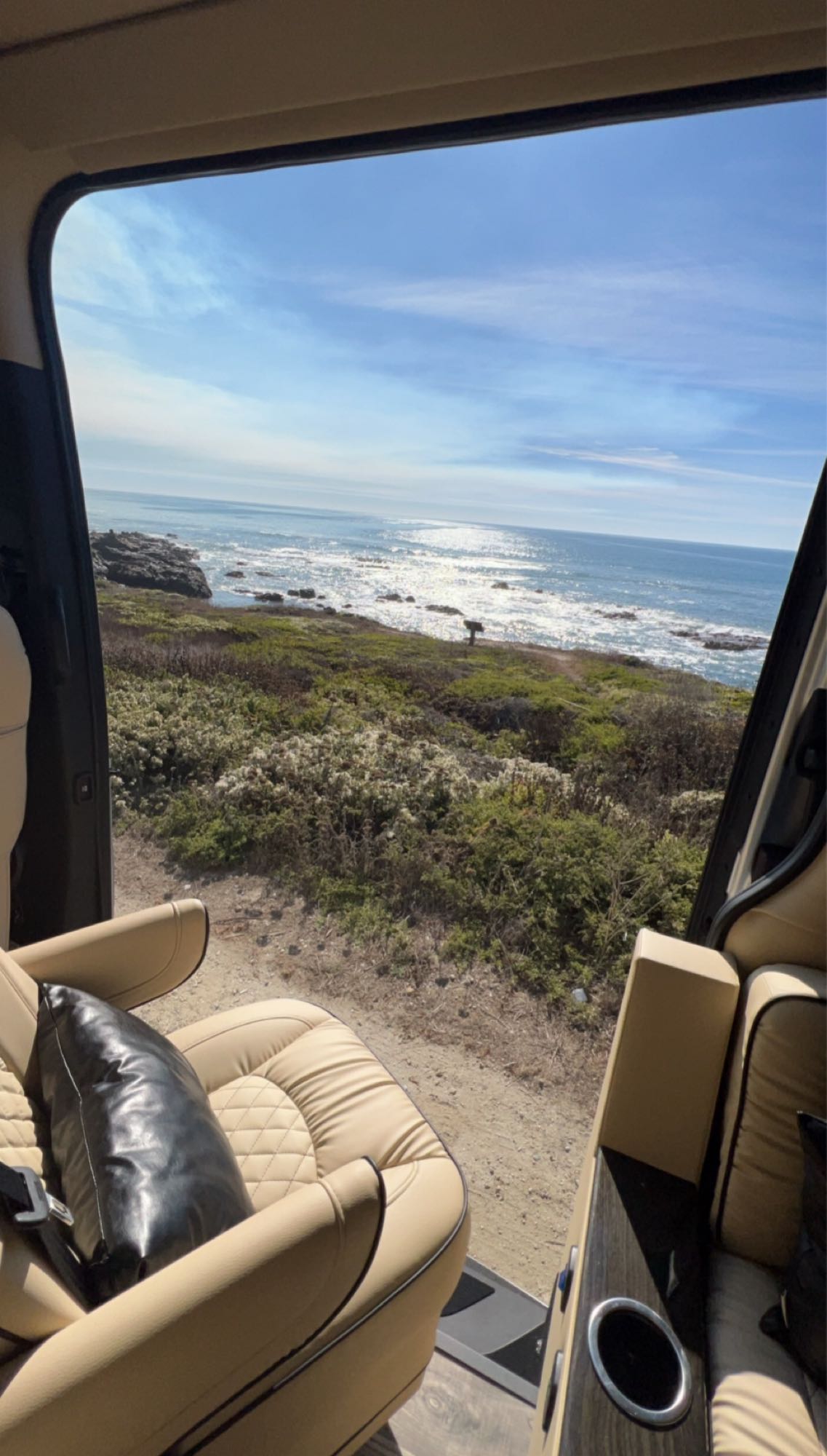  ready for winter adventure.|Luxury RV rental interior: cream quilted seats — photo 5