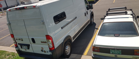 By Denver International Airport, a heated cabin on wheels