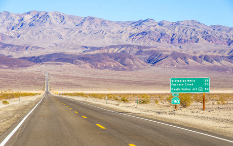 Death Valley Hwy 190 East: Scenic desert road to Stovepipe Wells (28 mi). Great for an rv rental adventure among mountains.