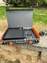 Blackstone portable grill & griddle, powered by propane, ready for camping or rv rental adventures.