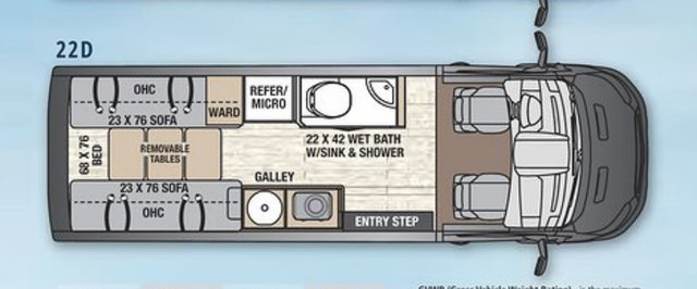  and wooden wall shelves for storage.|A functional rv rental bathroom featuring a shower