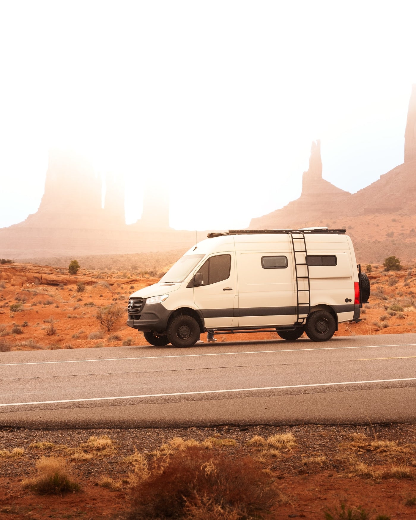  & stool.|Smiling woman & her dog relax in a custom RV rental van's cozy interior — photo 16