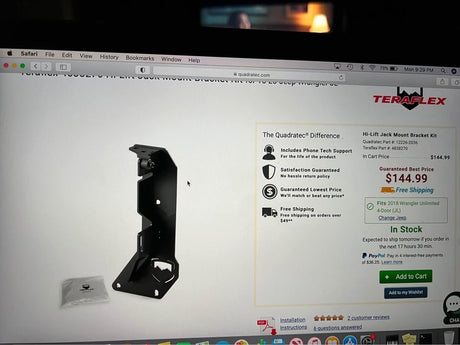 Teraflex hi lift jack bracket for JL JEEP. New in box, never used in Taylor, MI (photo 1)