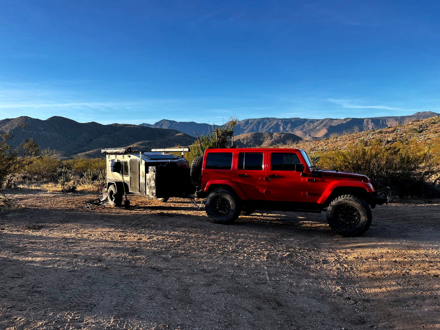  complementing our RV rental experience at night.|Snowy stop: This off-road RV rental trailer — photo 6