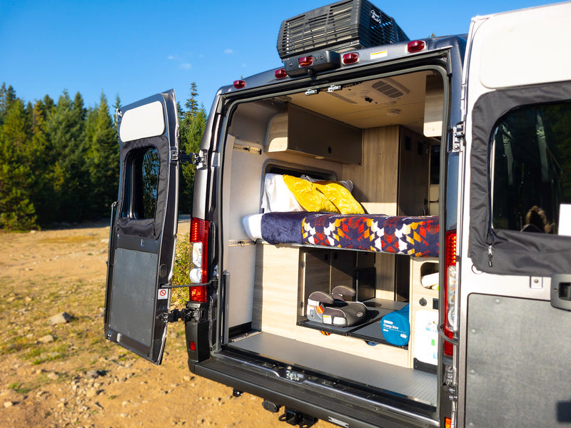  ready for your RV rental trip.|Explore nature in this dark grey pop-top Winnebago camper van — photo 12