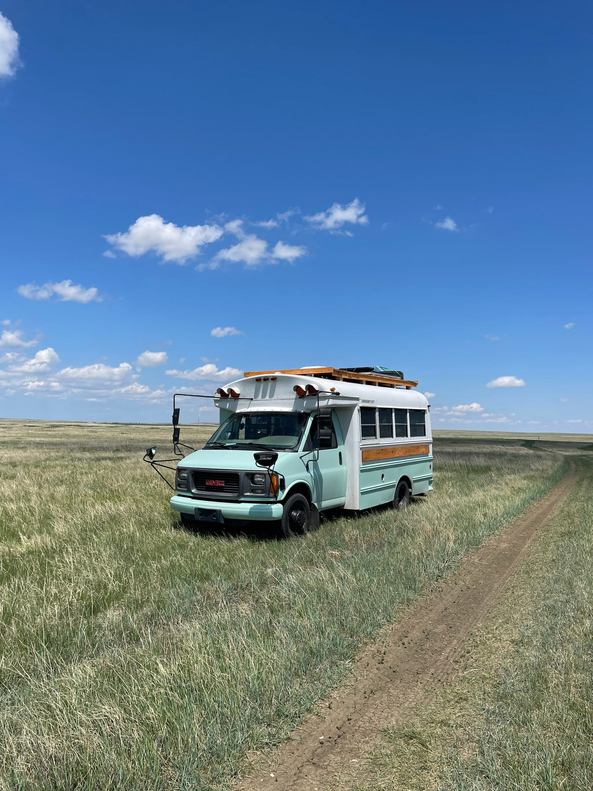 This unique light green Skoolie RV