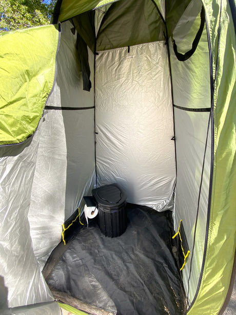 This shower room/portable toilet is a game changer for all you adventure seekers that want to get off the grid without losing the comfort of having a bathroom.