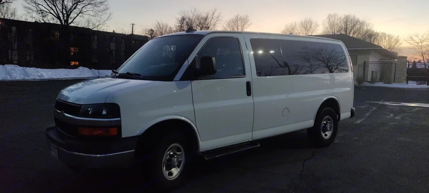  available for rv rental or camper conversion for travel.|White conversion van — photo 2