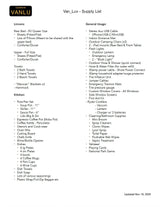 This RV rental supply list details linens, kitchenware, and general usage items for a comfortable trip.